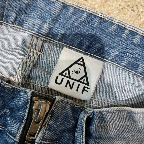 UNIF Denim Zip Up Mini Skirt size 24 - Picture 5 of 8